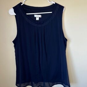 CJ Banks 1X Navy Sleeveless Pleated Shell Top - P2P 24”